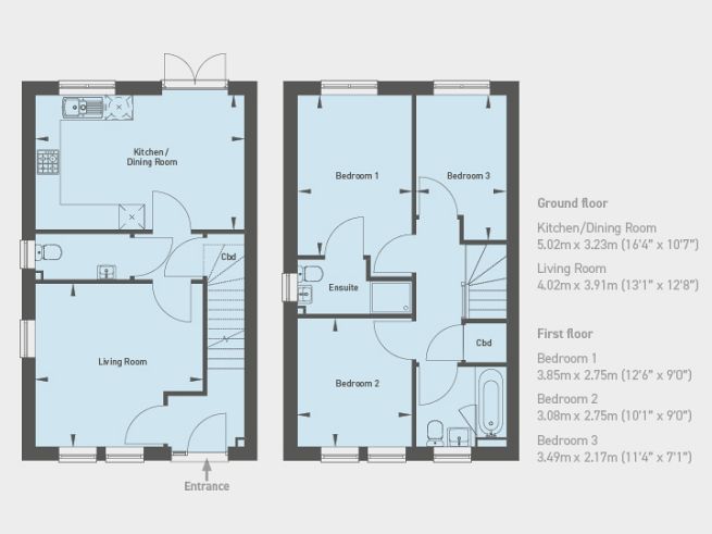 Floor plan 3 bedroom house - artist's impression subject to change